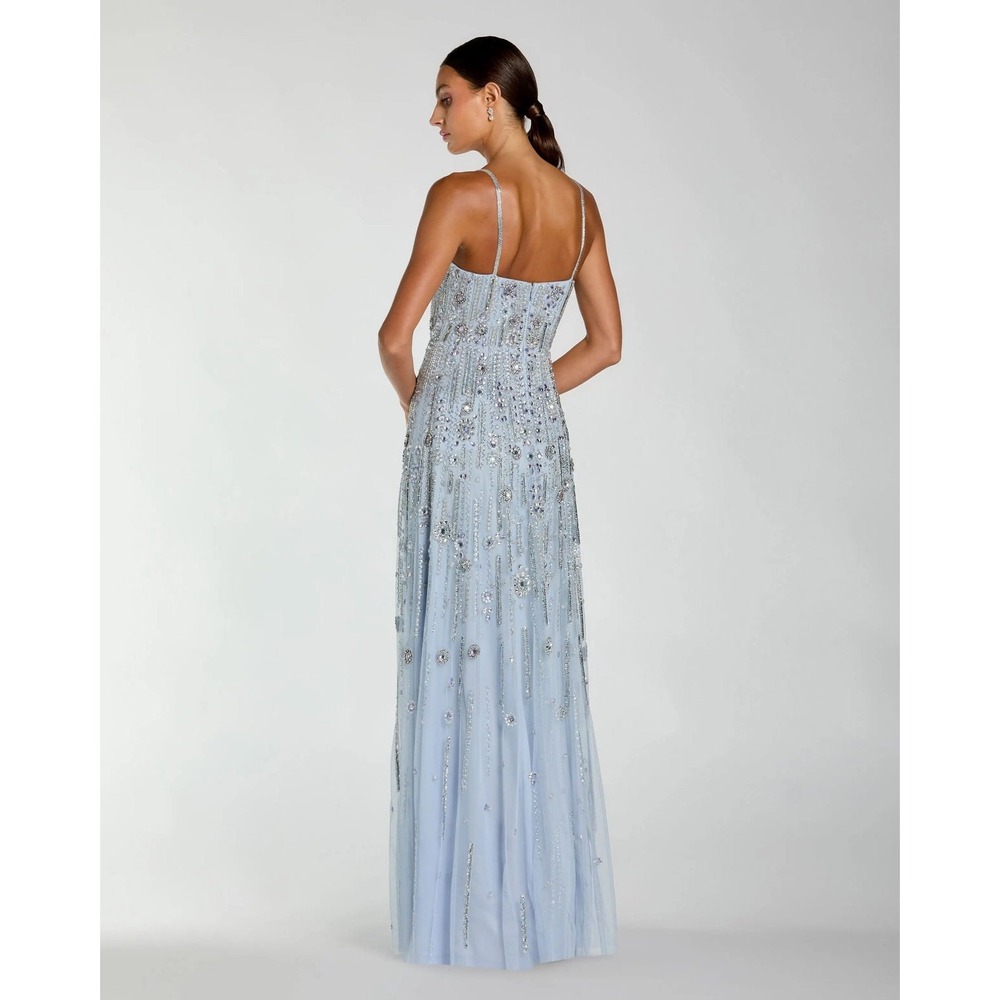 Mac Duggal Blue Rhinestone Embellished Sweetheart Neck A-Line Gown $798 Size 8 - Picture 7 of 11